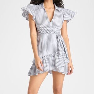 Cinq a Sept white & navy mini dress